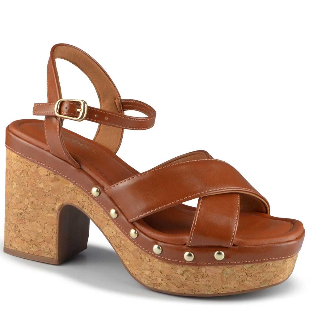 Sandália Salto Grosso Bebece Feminina T5110-130 Marrom 2