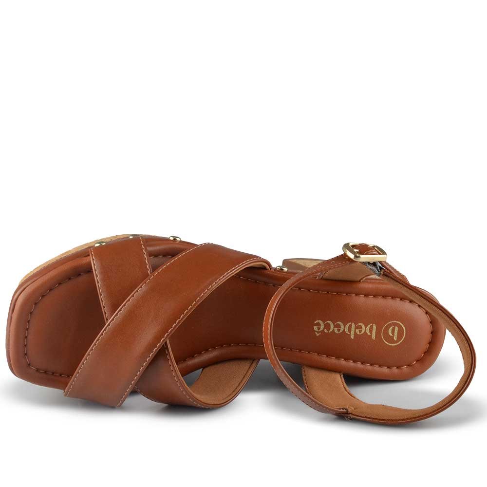 Sandália Salto Grosso Bebece Feminina T5110-130 Marrom 4