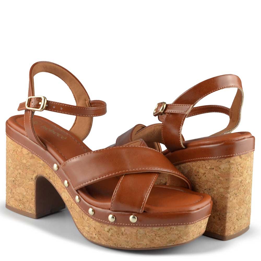 Sandália Salto Grosso Bebece Feminina T5110-130 Marrom 6