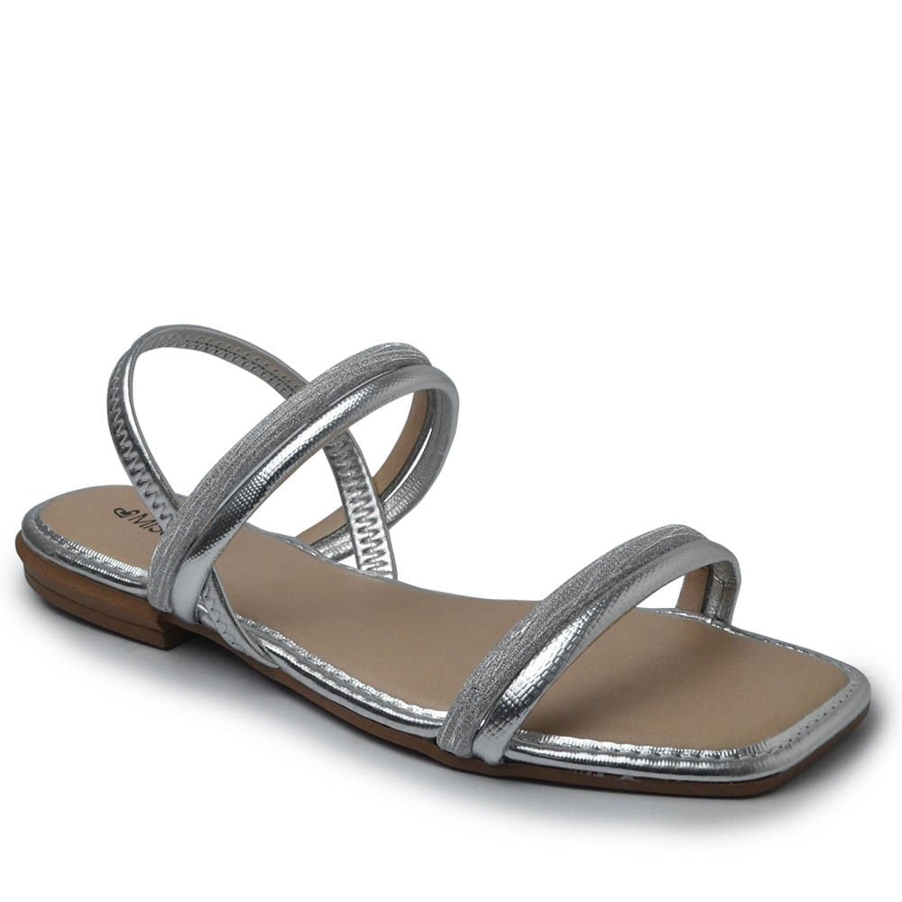 Sandália Rasteira Mississipi Feminina ME201 Prata 2