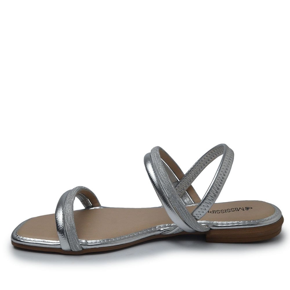 Sandália Rasteira Mississipi Feminina ME201 Prata 3