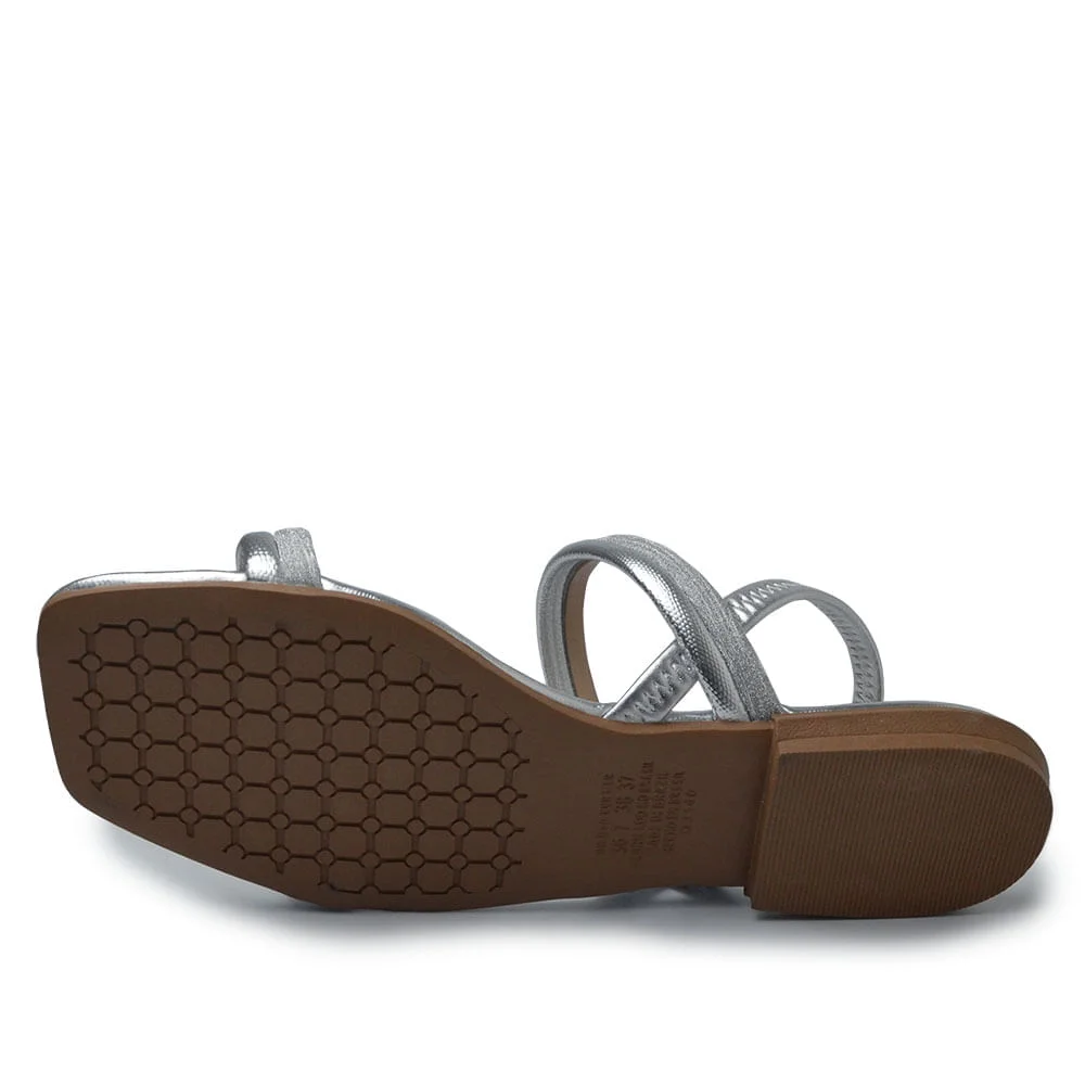 Sandália Rasteira Mississipi Feminina ME201 Prata 5