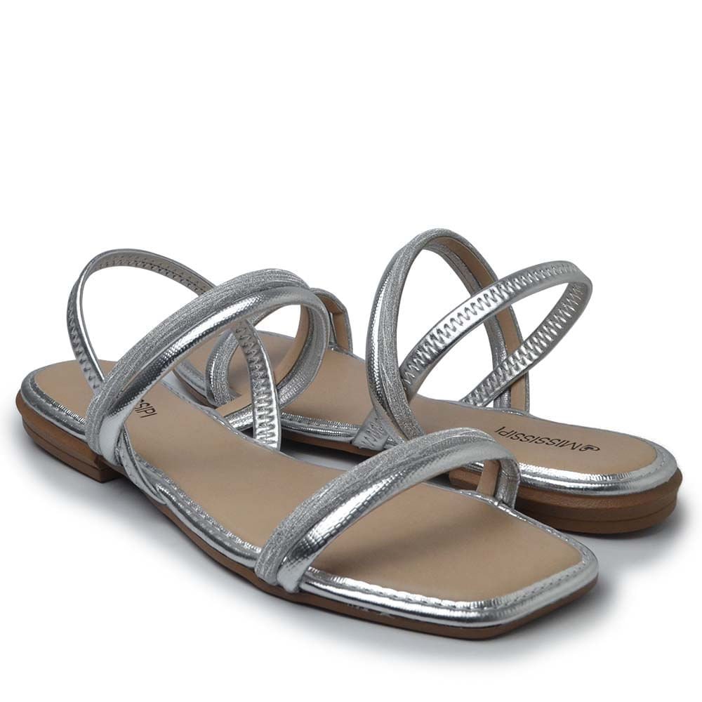 Sandália Rasteira Mississipi Feminina ME201 Prata 6