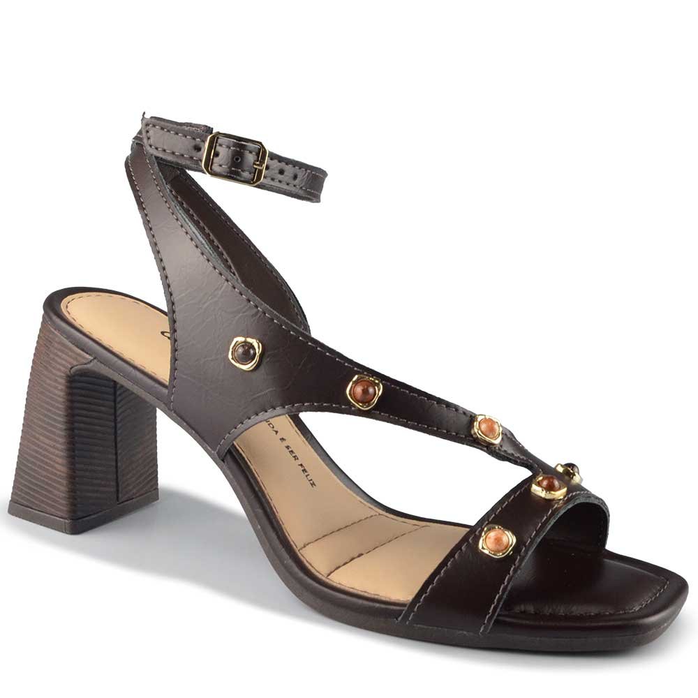 Sandália Salto Bloco Dakota Feminina Y9501 Café 2