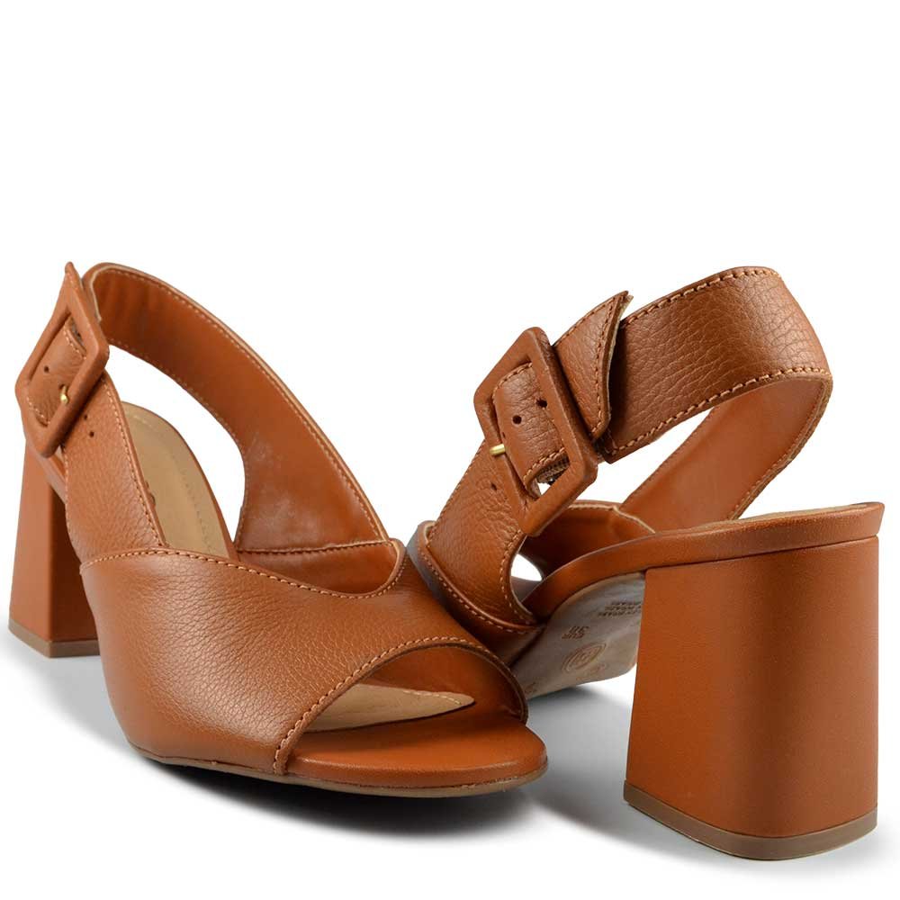 Sandália Bottero Feminina Salto Bloco 372002 Marrom 6