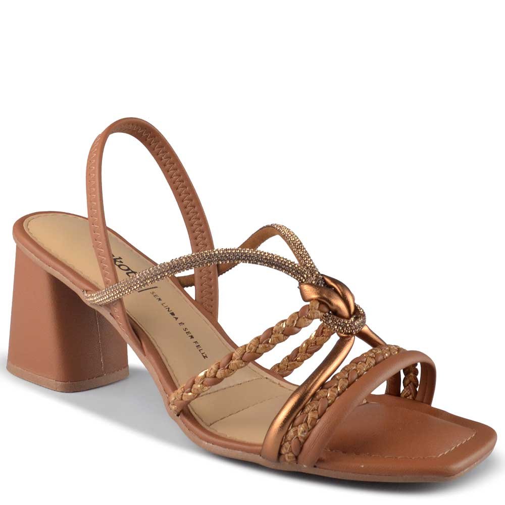 Sandália Salto Bloco Dakota Feminina Y961 Marrom 2