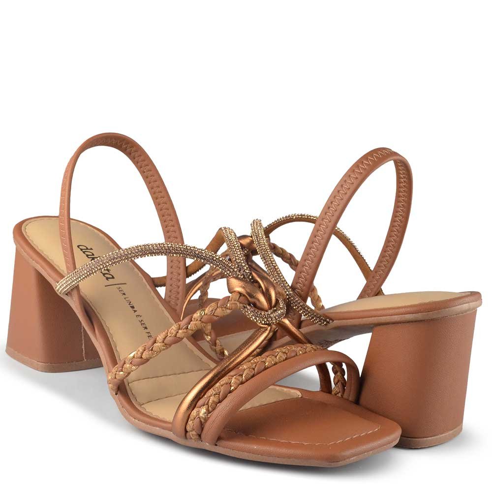 Sandália Salto Bloco Dakota Feminina Y961 Marrom 6