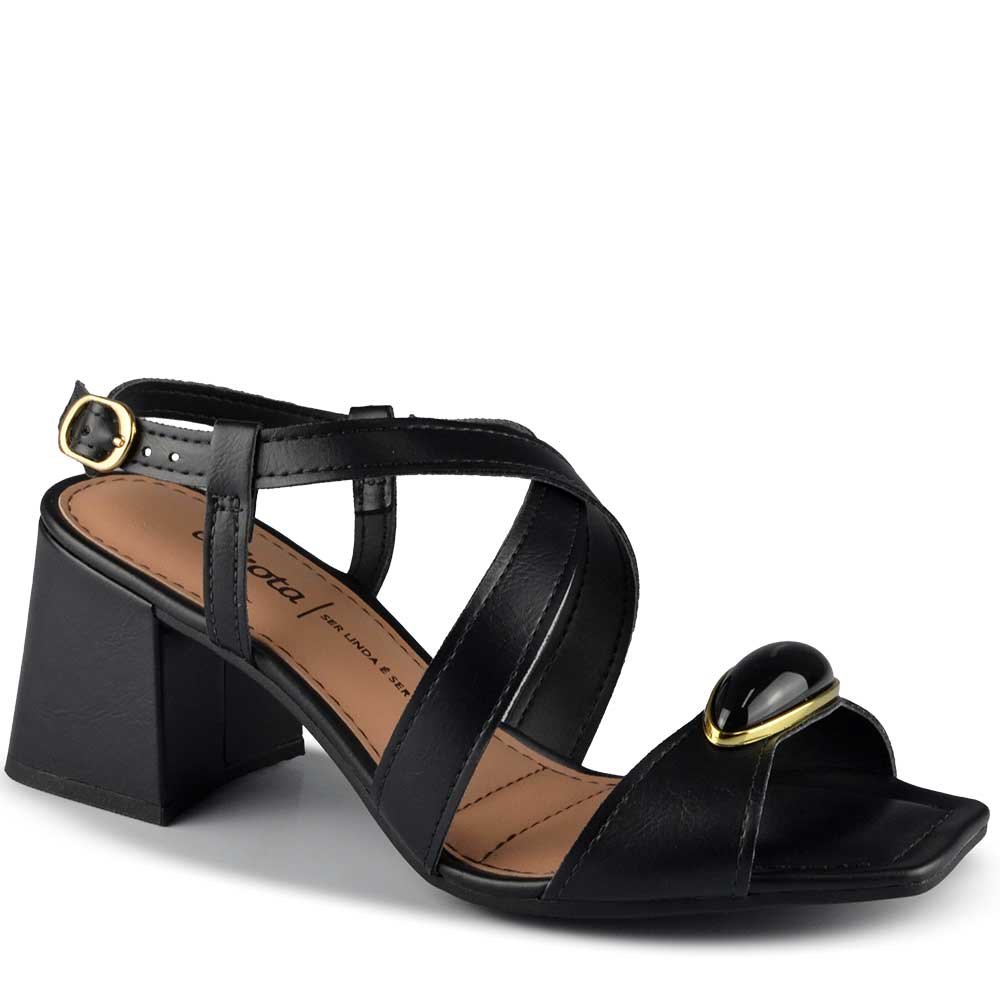 Sandália Salto Bloco Dakota Feminina Y9753 Preto 2