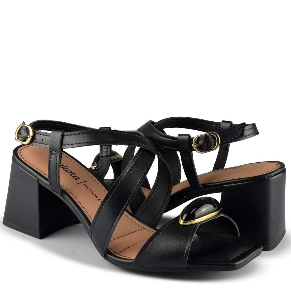 Sandália Salto Bloco Dakota Feminina Y9753 Preto 6