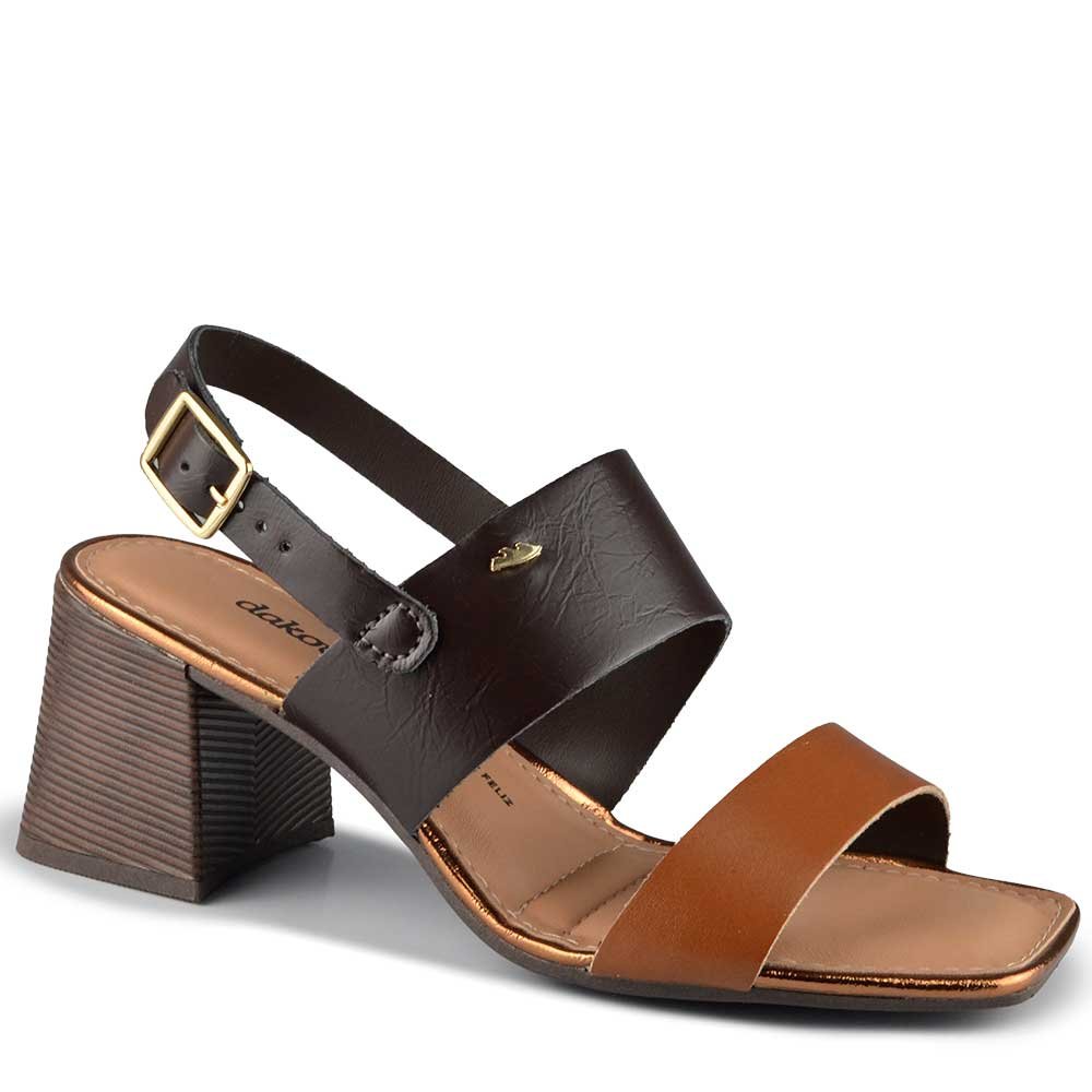 Sandália Salto Bloco Dakota Feminina Y9192 Marrom 2