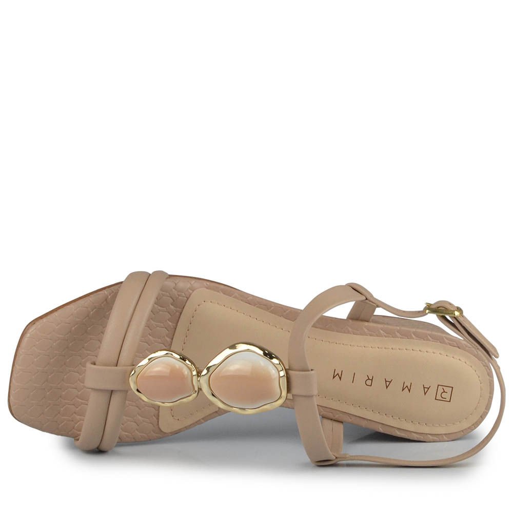 Sandália Ramarim Feminino Salto Bloco 2530207 Bege 4