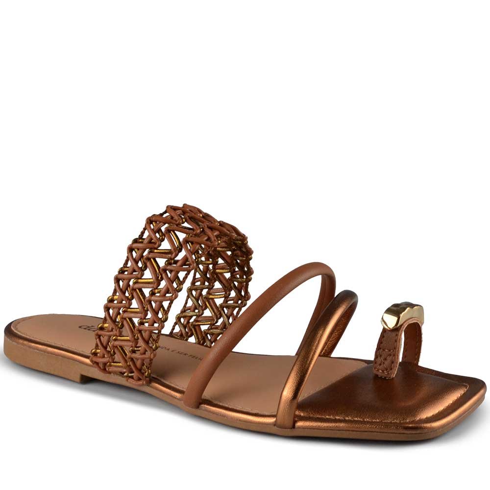 Sandália Rasteira Dakota Feminina Y9252 Marrom/Bronze 2