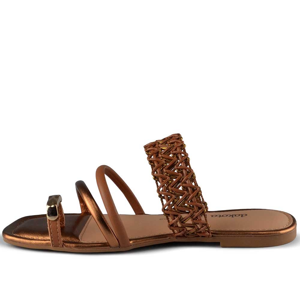 Sandália Rasteira Dakota Feminina Y9252 Marrom/Bronze 3