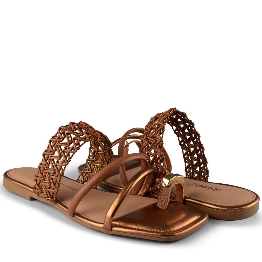 Sandália Rasteira Dakota Feminina Y9252 Marrom/Bronze 6