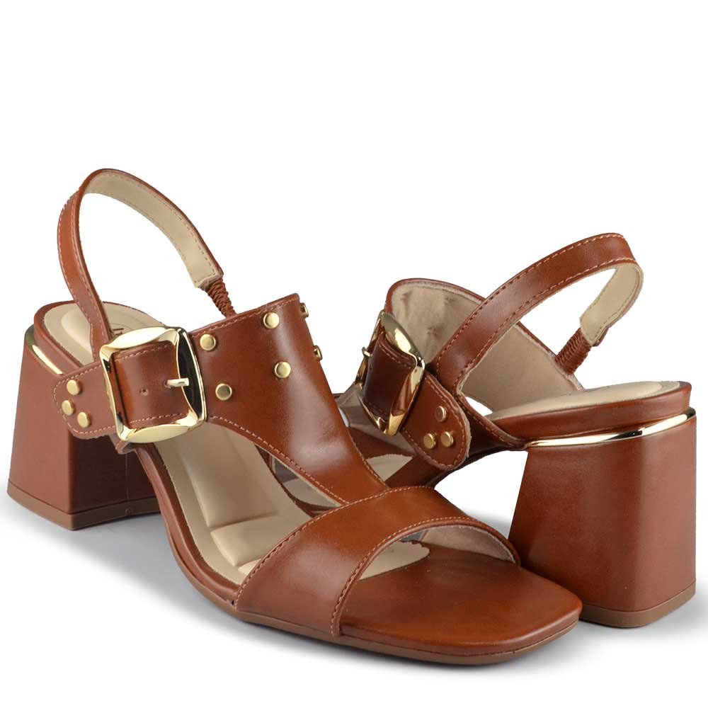 Sandália Salto Bloco Bebece Feminina T6011-202 Marrom 6