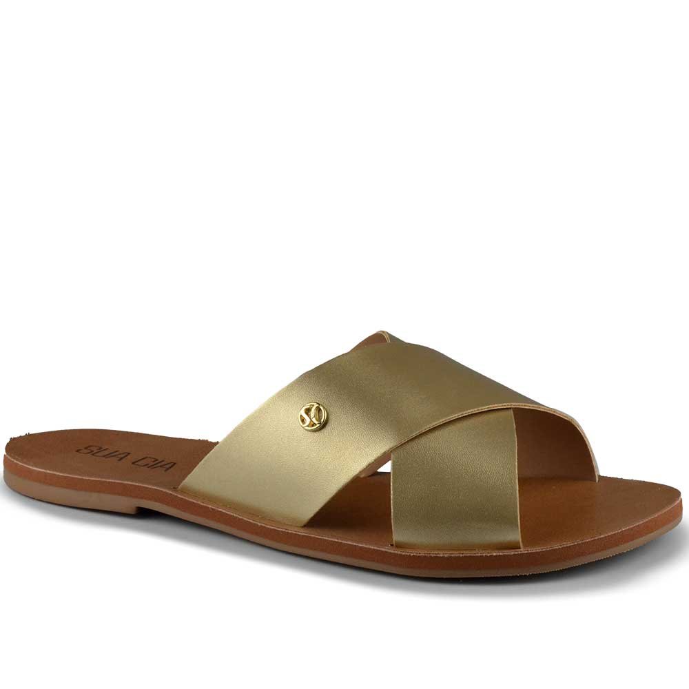 Sandália Rasteira Sua Cia Feminina 8395.16144 Dourado 2