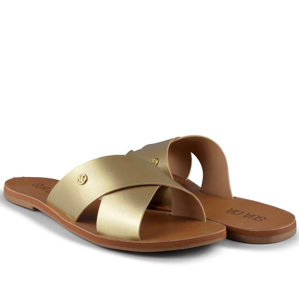 Sandália Rasteira Sua Cia Feminina 8395.16144 Dourado 6