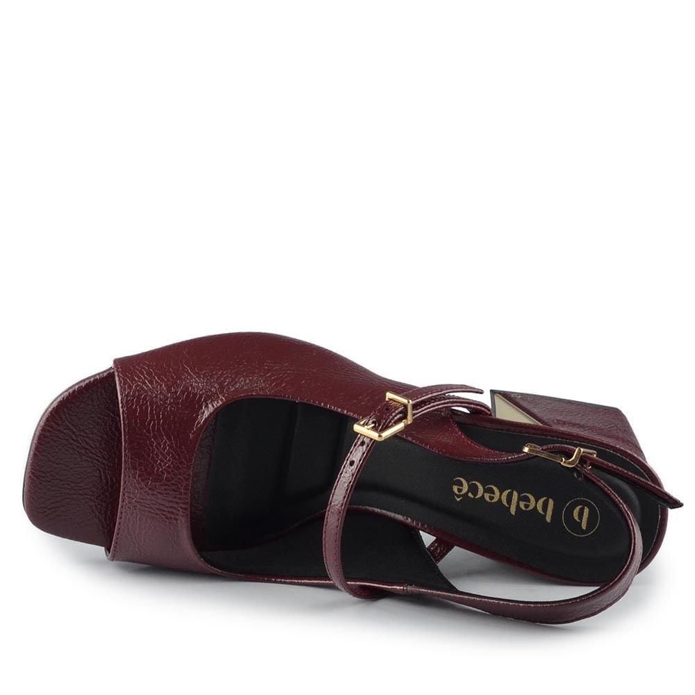 Sandália Feminina Bebece Salto Bloco Envernizada T6099-115 Marsala 4