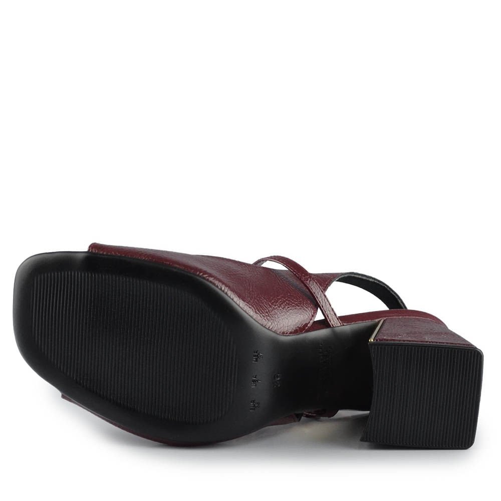 Sandália Feminina Bebece Salto Bloco Envernizada T6099-115 Marsala 5