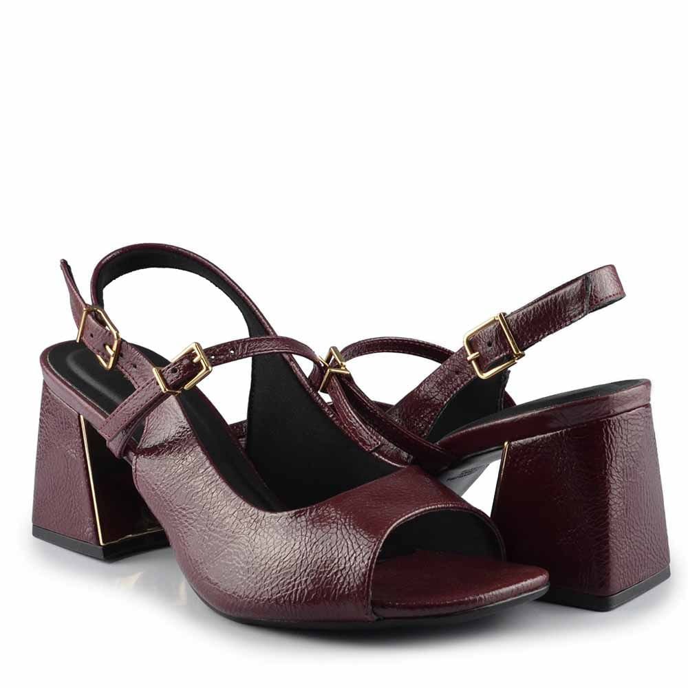 Sandália Feminina Bebece Salto Bloco Envernizada T6099-115 Marsala 6