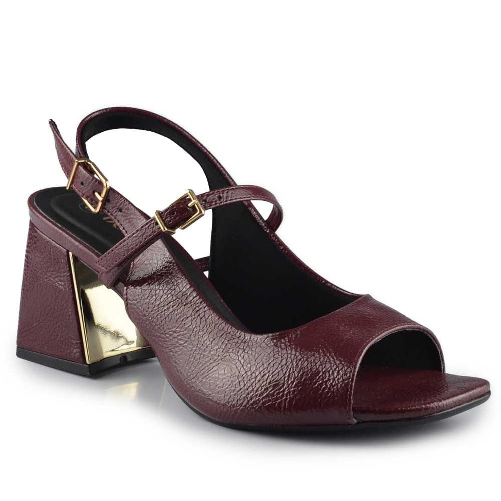 Sandália Feminina Bebece Salto Bloco Envernizada T6099-115 Marsala 2