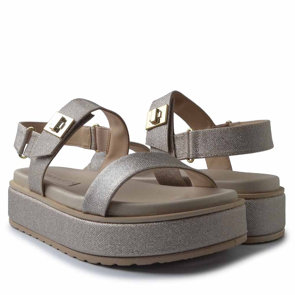 Sandália Ramarim Feminina Flatform 2443206 Dourado 6