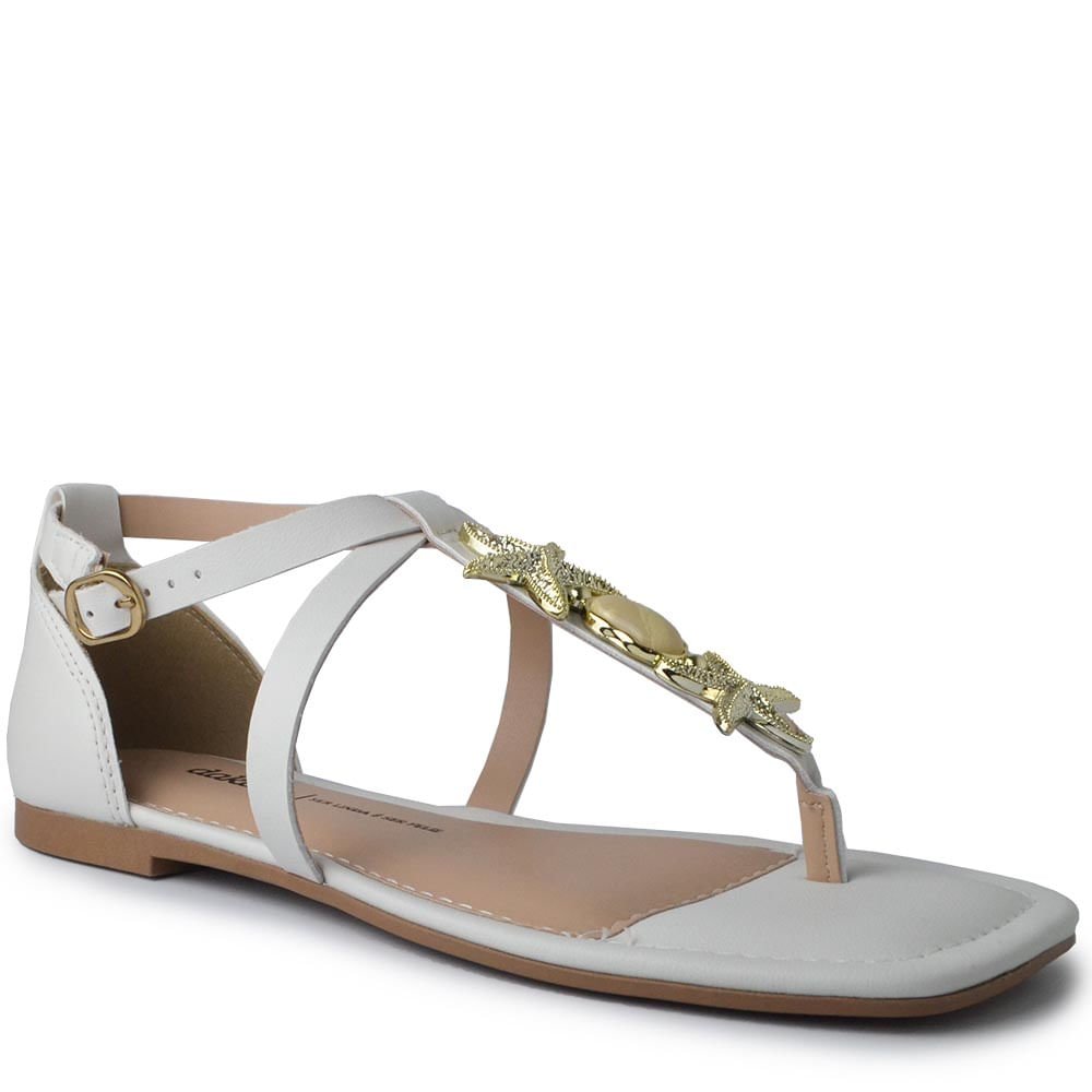 Sandália Rasteira Dakota Feminina Y9617 Branco 2