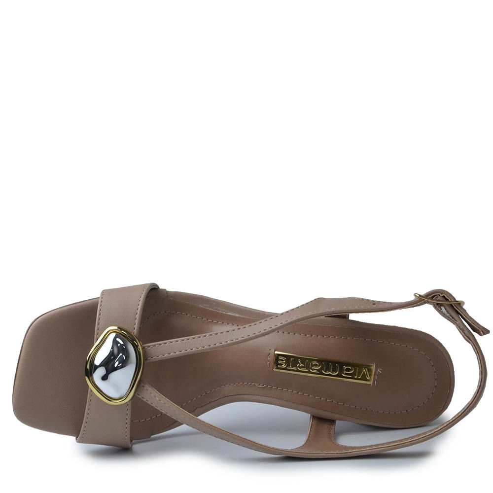 Sandália Via Marte Feminino Salto Bloco 139-038-01 Bege 4