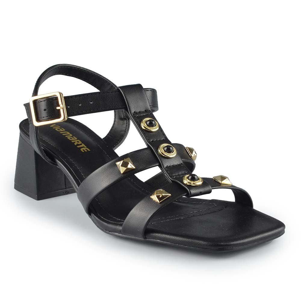 Sandália Via Marte Feminina Salto Bloco 171-035-01 Preto 2