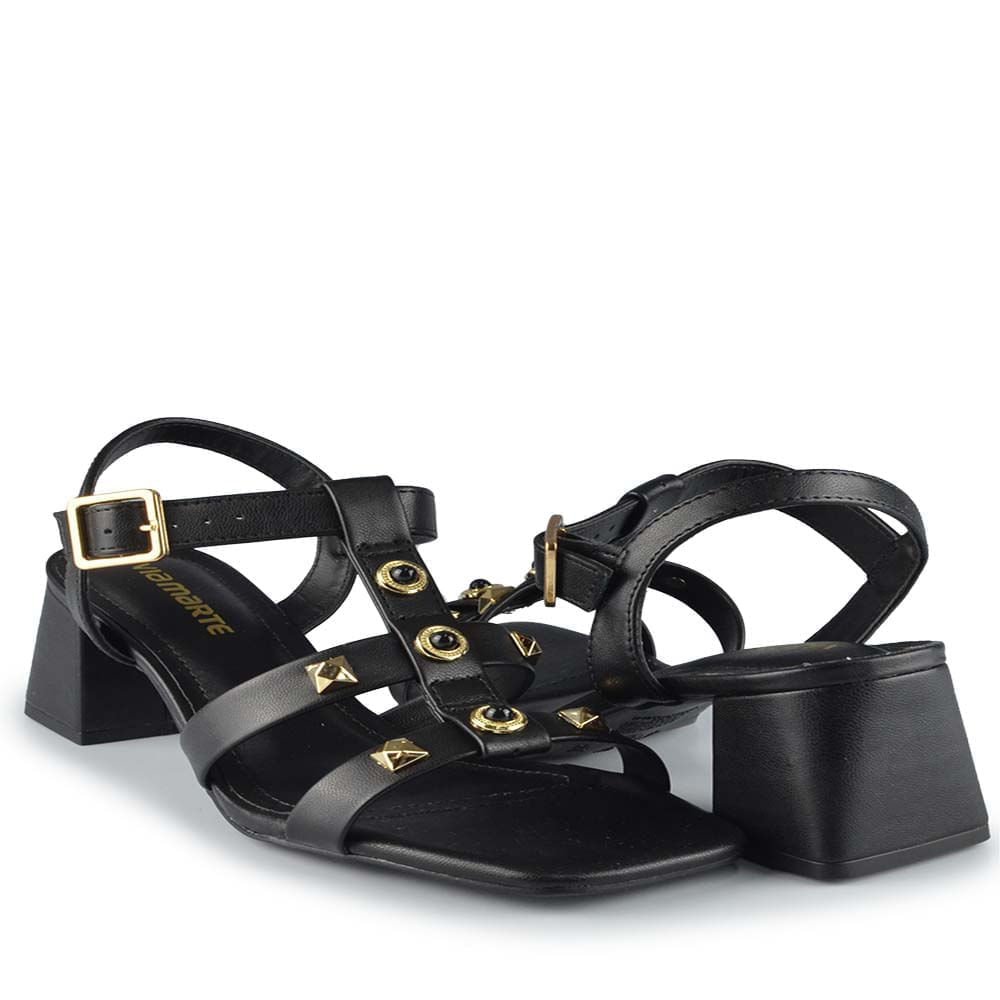 Sandália Via Marte Feminina Salto Bloco 171-035-01 Preto 6