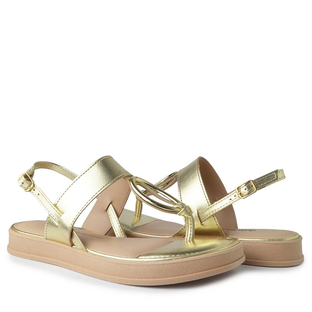 Sandália Papete Flatform Dakota Feminina DB121 Dourado 6