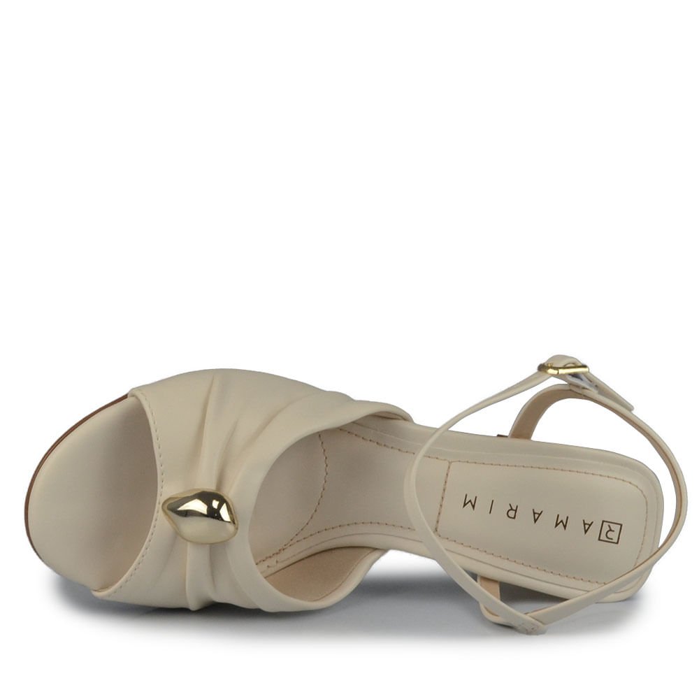 Sandália Ramarim Feminino Salto Bloco 2522205 Bege 4