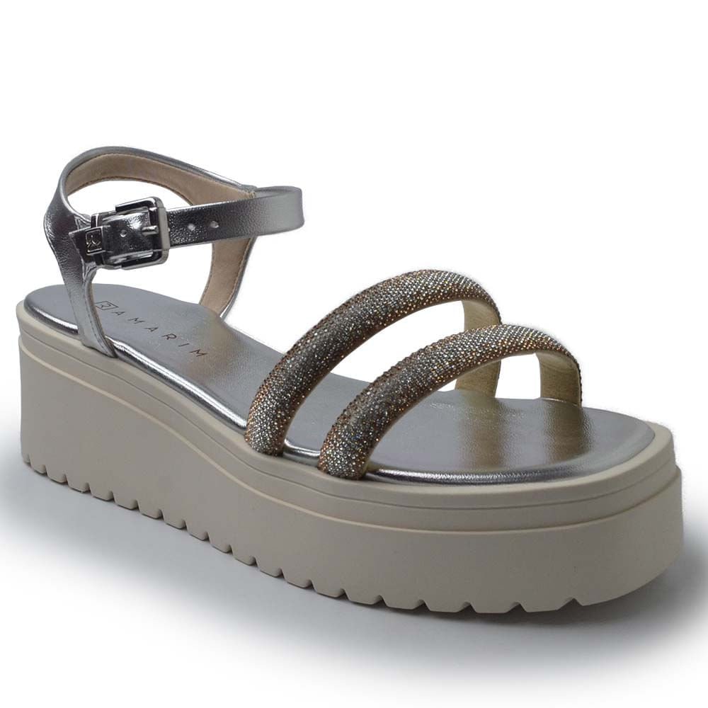 Sandália Anabela Ramarim Feminina 2445205 MET Prata 2