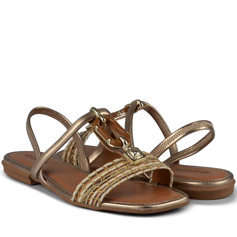 Sandália Rasteira Mississipi Feminina MF302 Dourado 6
