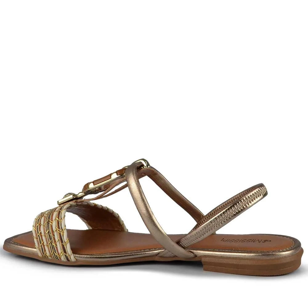Sandália Rasteira Mississipi Feminina MF302 Dourado 3