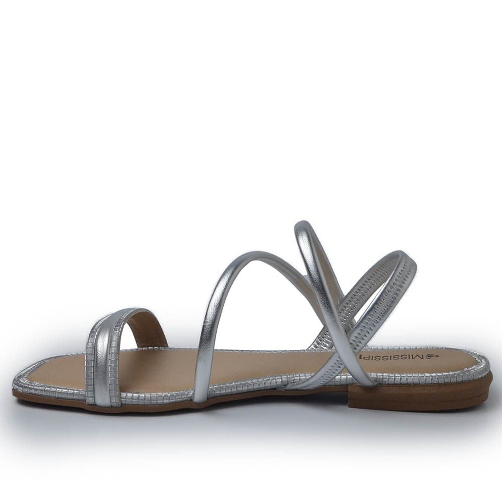 Sandália Rasteira Mississipi Feminina MB043 Prata 3