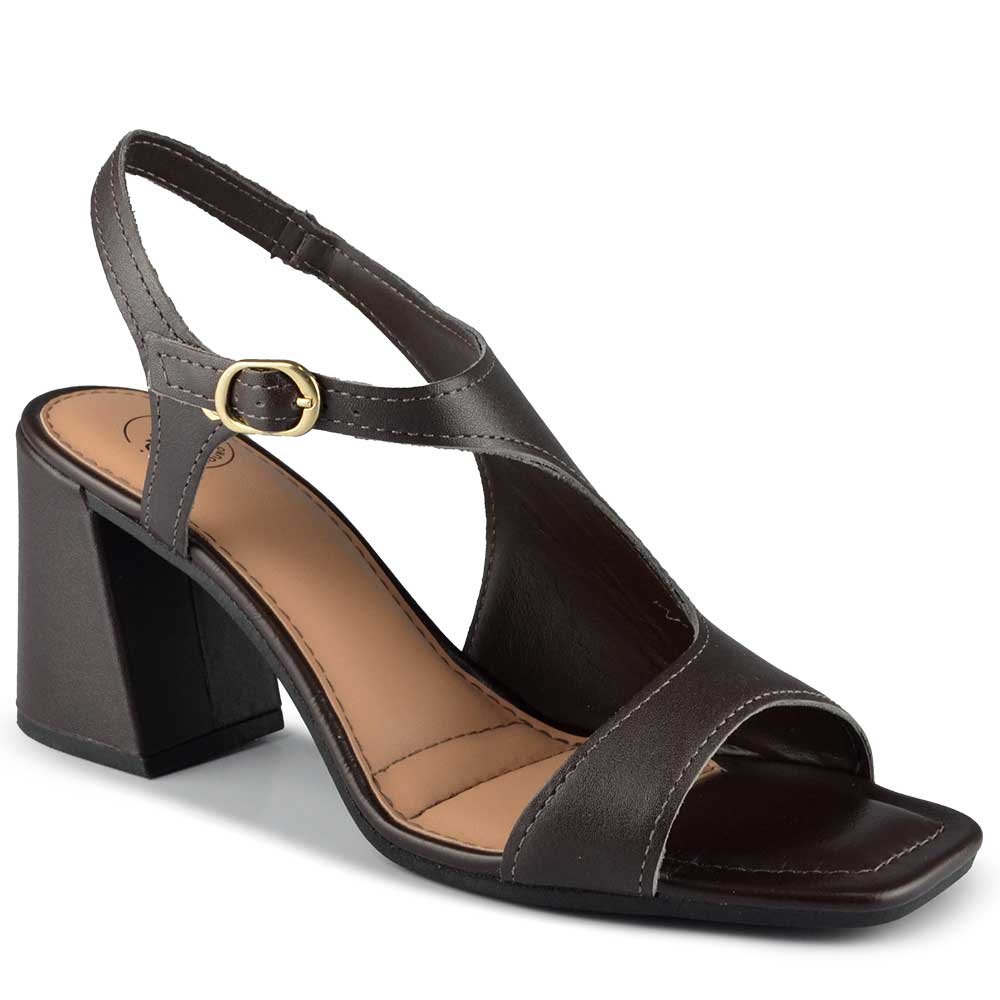 Sandália Salto Bloco Dakota Feminina Y9991 Café 2