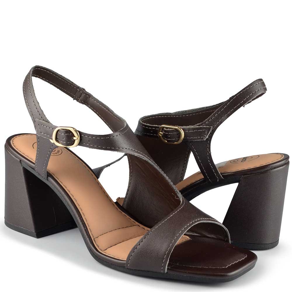 Sandália Salto Bloco Dakota Feminina Y9991 Café 6