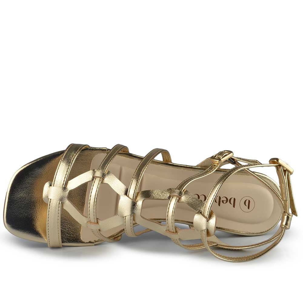 Sandália Salto Baixo Bebece Feminina T2547-042 Dourado 4