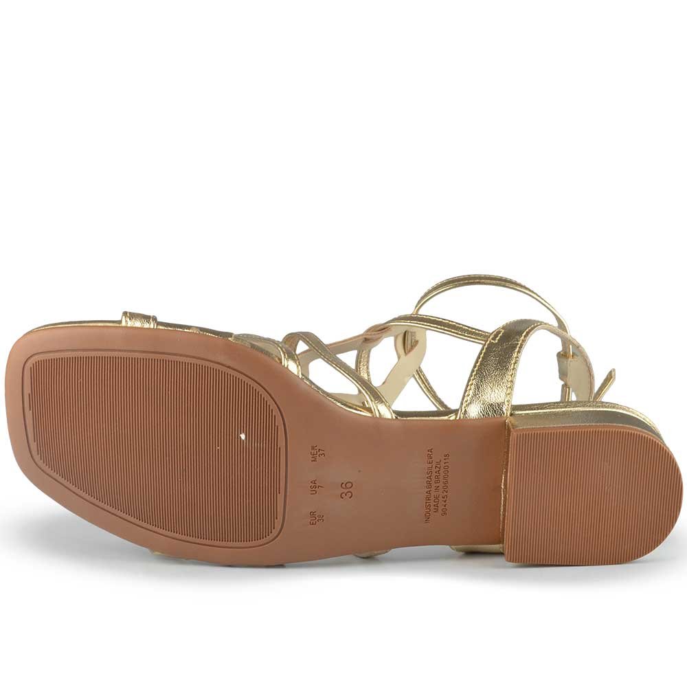 Sandália Salto Baixo Bebece Feminina T2547-042 Dourado 5