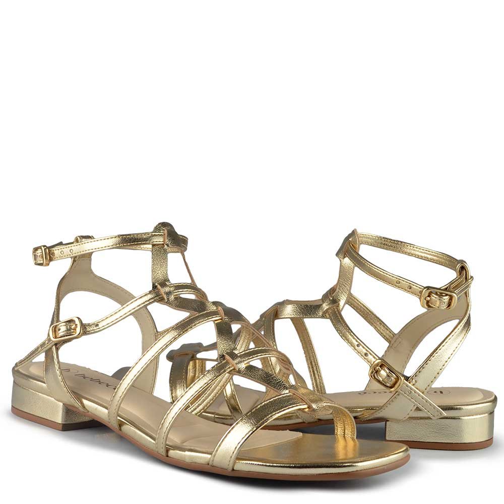 Sandália Salto Baixo Bebece Feminina T2547-042 Dourado 6