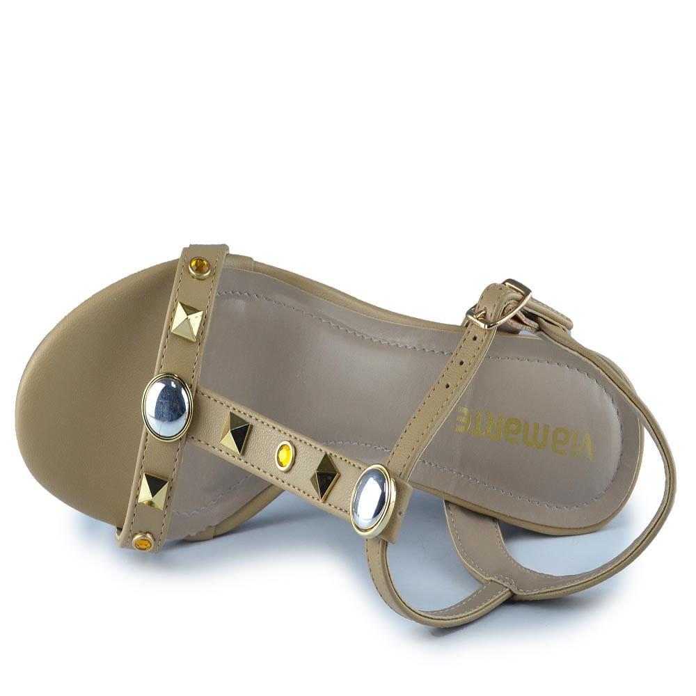 Sandália Via Marte Feminina Salto Bloco 142-026-01 Bege 4