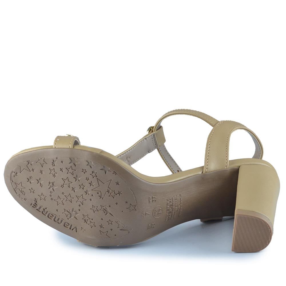 Sandália Via Marte Feminina Salto Bloco 142-026-01 Bege 5