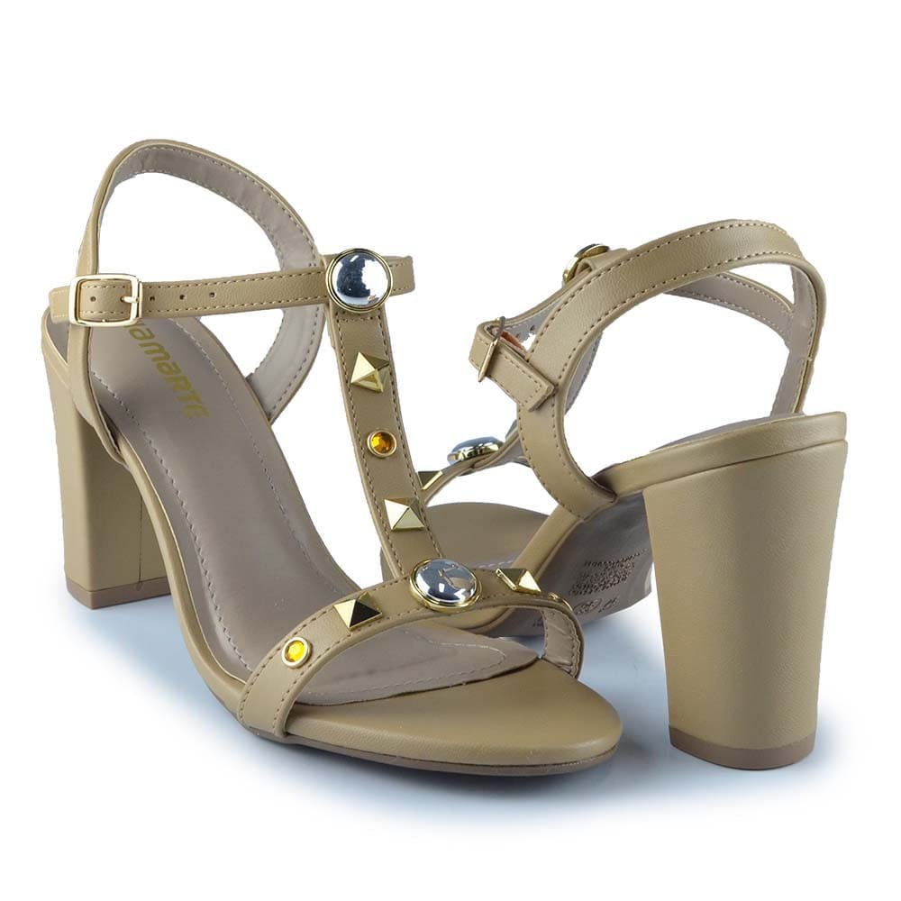 Sandália Via Marte Feminina Salto Bloco 142-026-01 Bege 6