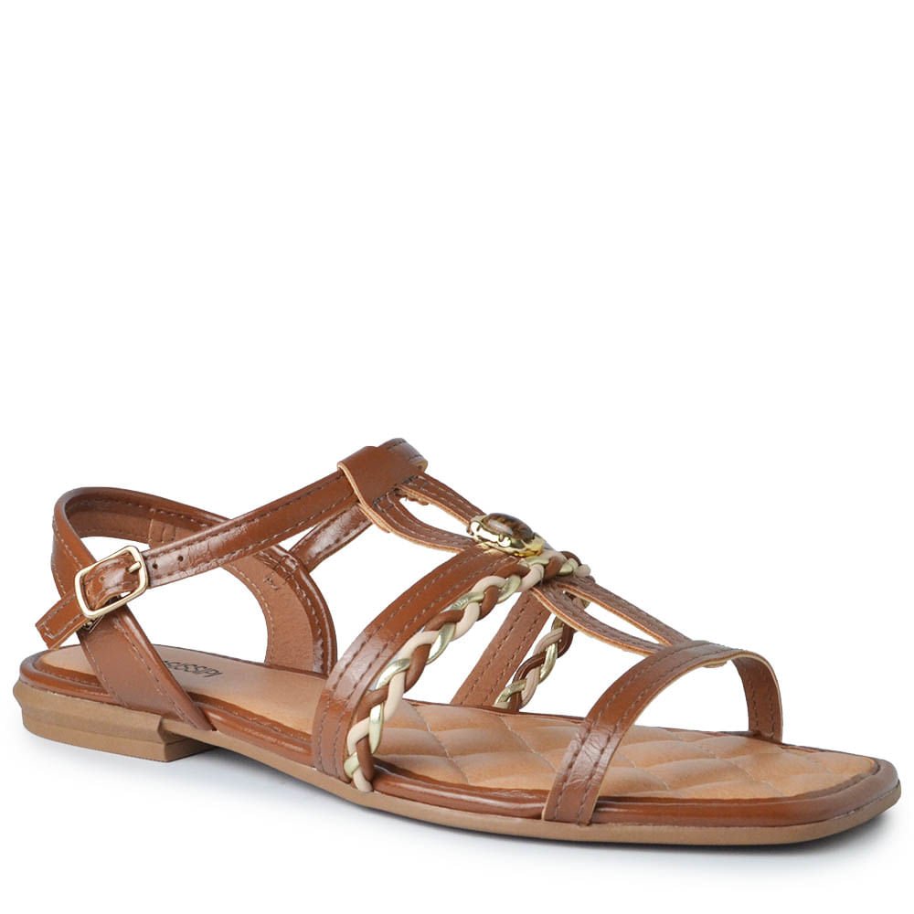 Sandália Rasteira Mississipi Feminina JO391 Marrom 2