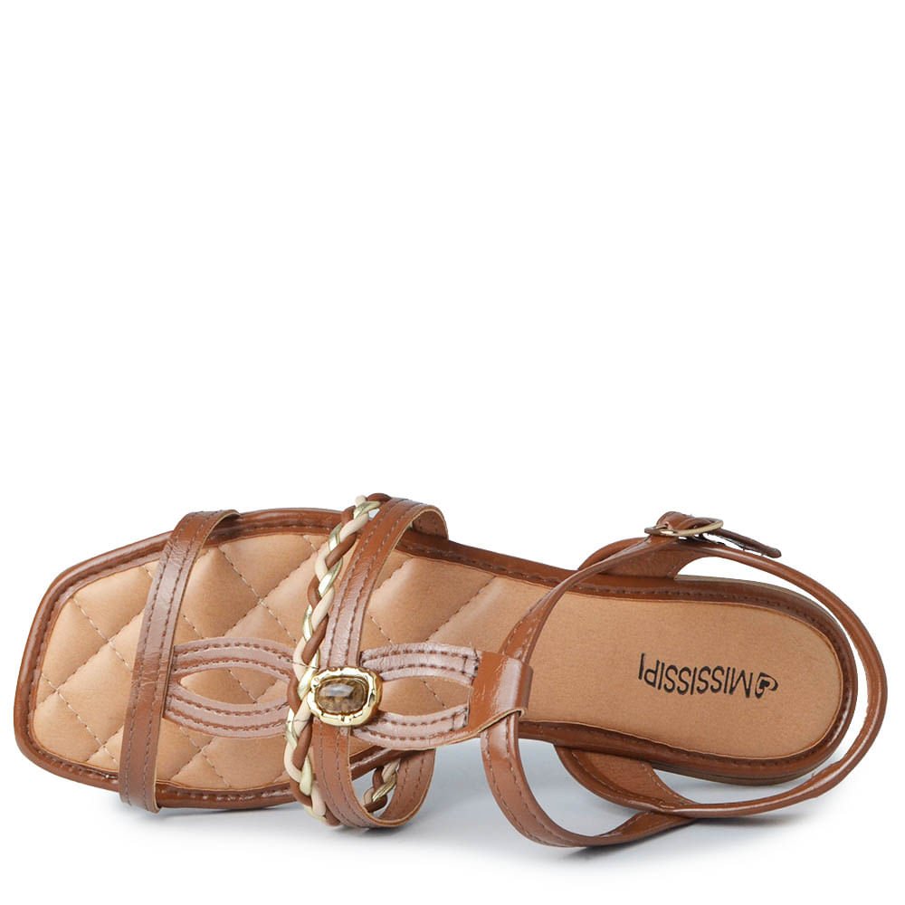 Sandália Rasteira Mississipi Feminina JO391 Marrom 4