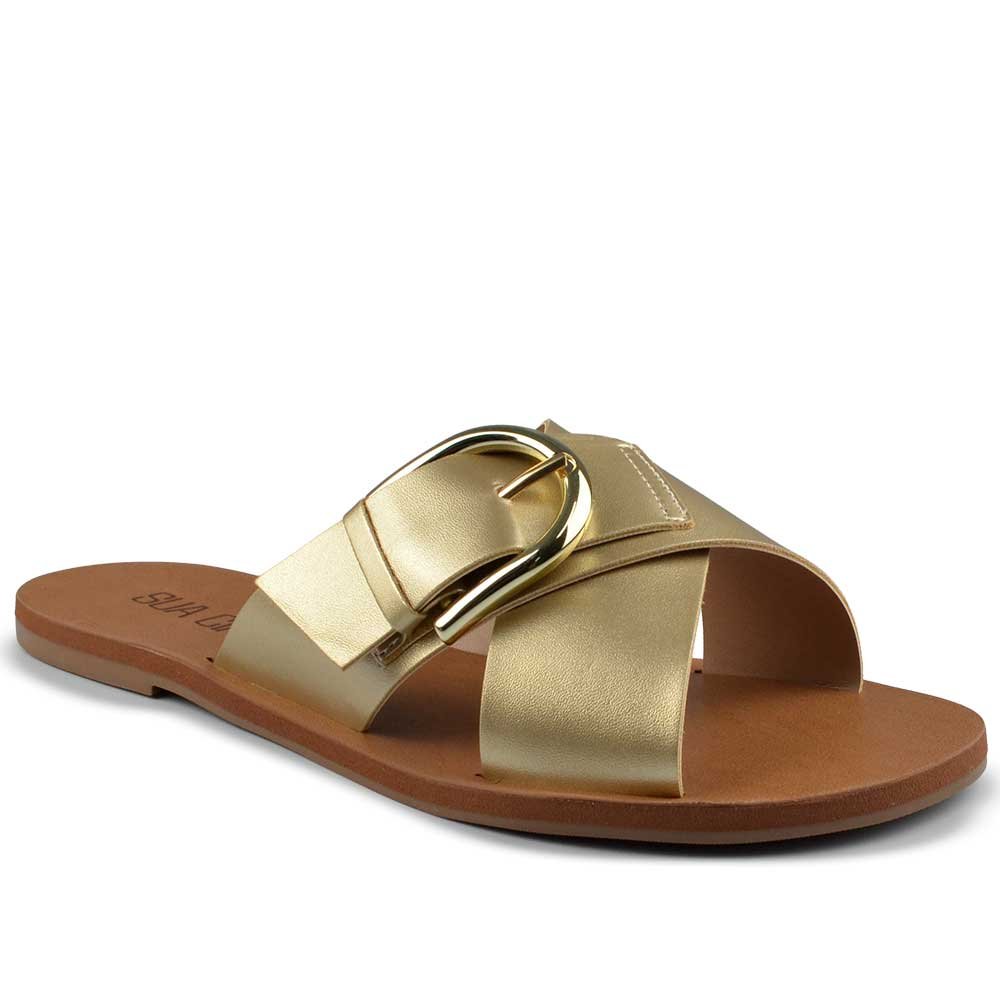 Sandália Rasteira Sua Cia Feminina 8395.16146 Dourado 2