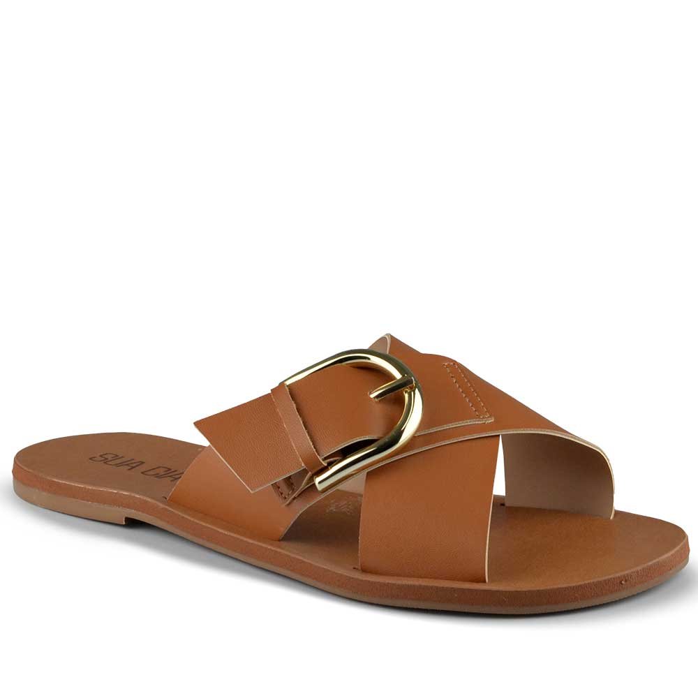 Sandália Rasteira Sua Cia Feminina 8395.16146 Marrom 2