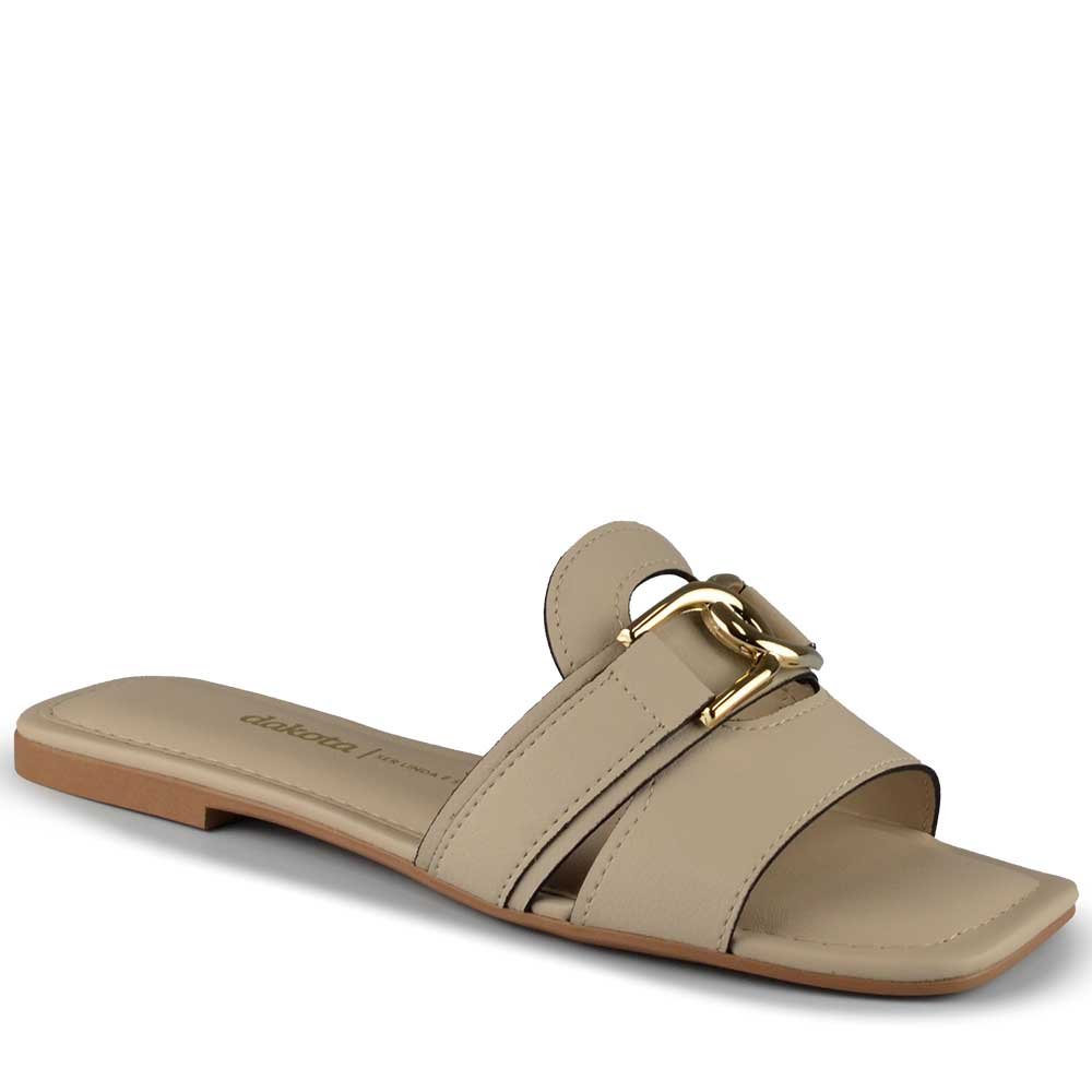 Sandália Rasteira Dakota Feminina Y9182 Bege 2