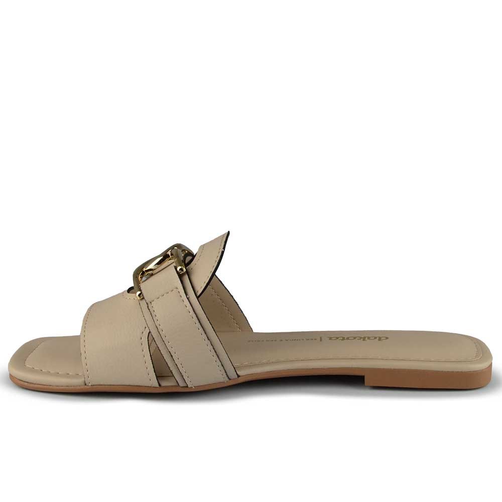 Sandália Rasteira Dakota Feminina Y9182 Bege 3